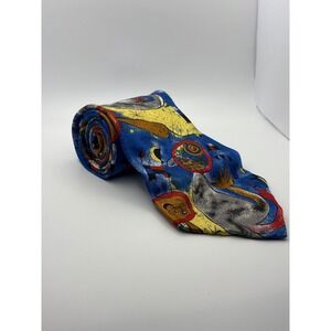 The Museum Company Miro Art Print Silk Tie Blue Abstract Surrealist Italy Mens